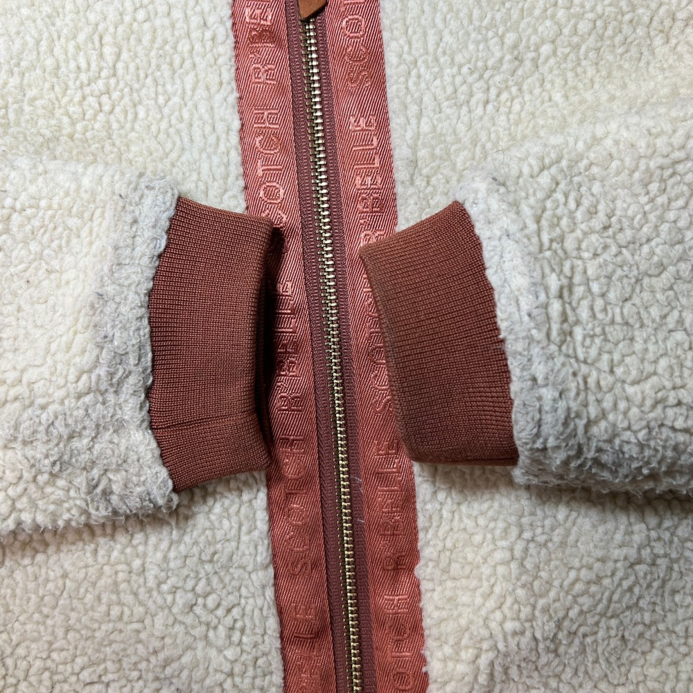 Scotch & Soda Girls Fleece Jacket Sz 8 /128 Cream Teddy Zip Up R'BELLE TAPE TRIM - Picture 8 of 11